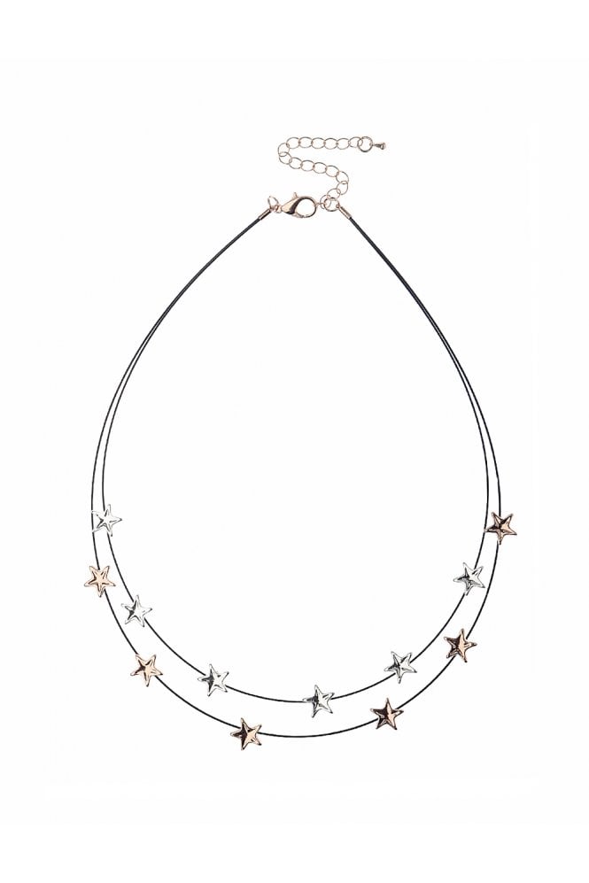 Majique London Stellar Fusion Dual Layered Wire Necklace