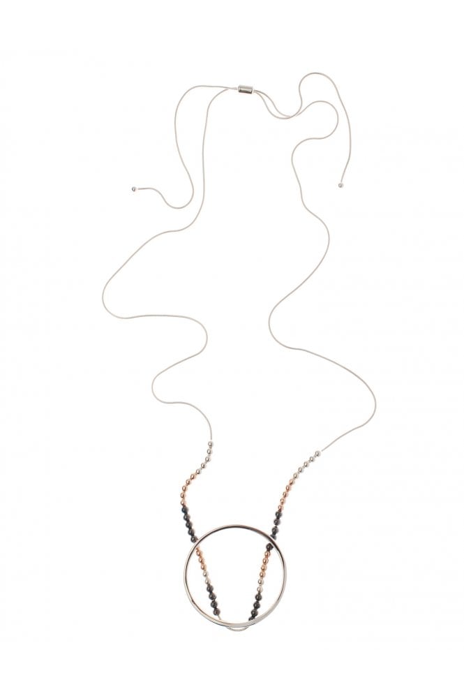 Majique London Swing lock Statement Necklace With Beaded Round Hoop
