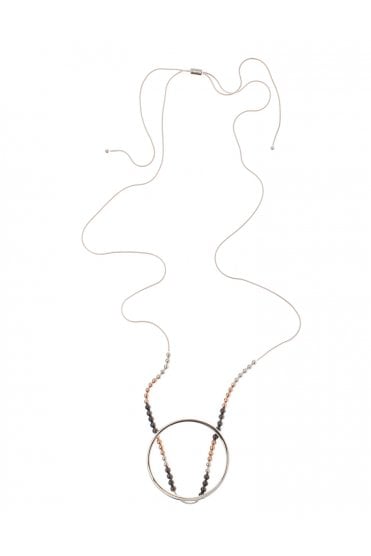 Swing lock Statement Necklace With Beaded Round Hoop