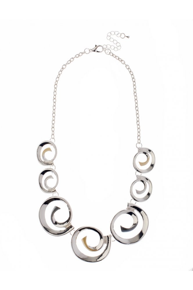 Majique London Swirl Chic Silver Chain Necklace