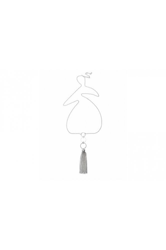Majique London Tassel Charm Silver Chain Necklace