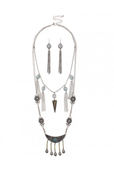Tassel Glow Necklace & Earring Set
