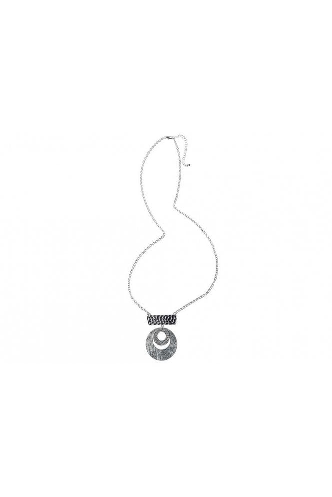 Majique London Textured Bar And Round Pendant Necklace