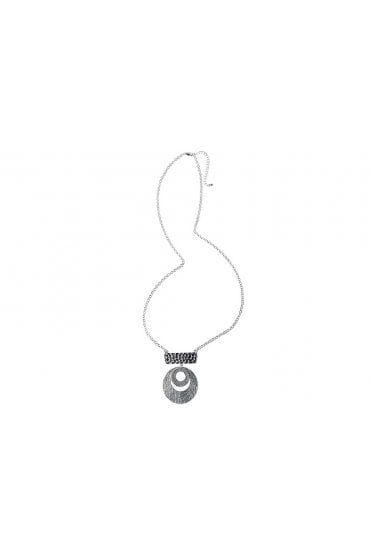 Textured Bar And Round Pendant Necklace