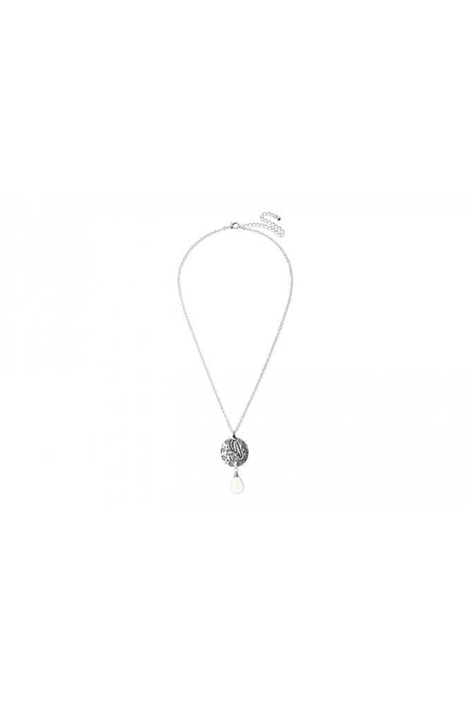 Majique London Textured Disc & Crystal Necklace