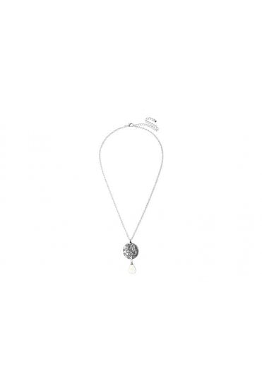 Textured Disc & Crystal Necklace