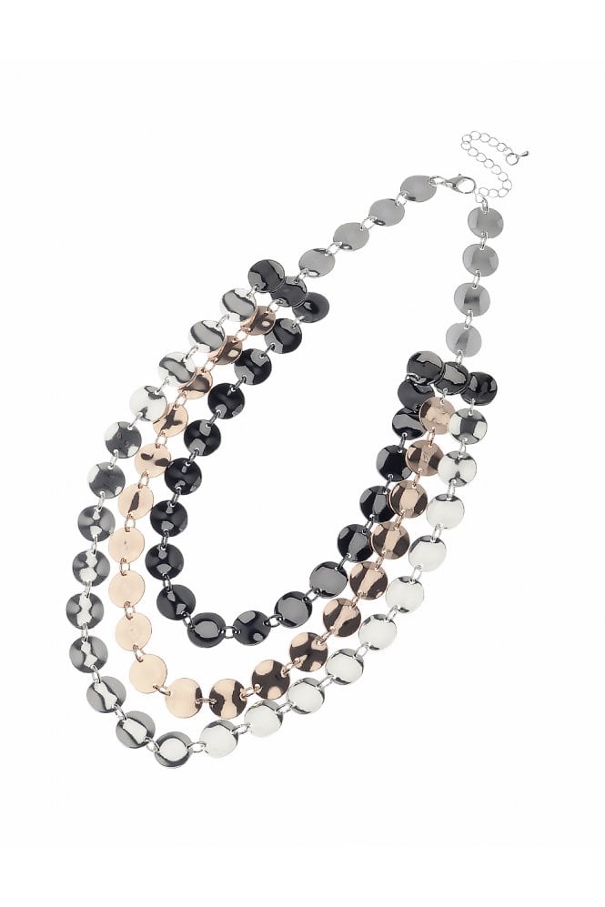 Majique London Tricolour Coin Statement Necklace