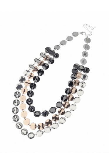 Tricolour Coin Statement Necklace
