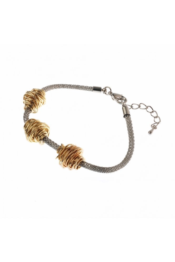 Majique London Two Tone Rhodium Mesh Bracelet
