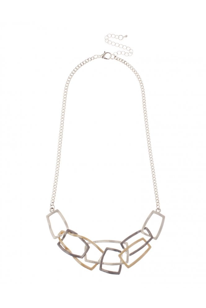 Majique London Urban Chic Interlocked Rectangle Link Chain Necklace