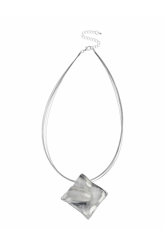 Majique London Urban Chic Multi Strand Wire Necklace With Matte Silver Diamond Pendant
