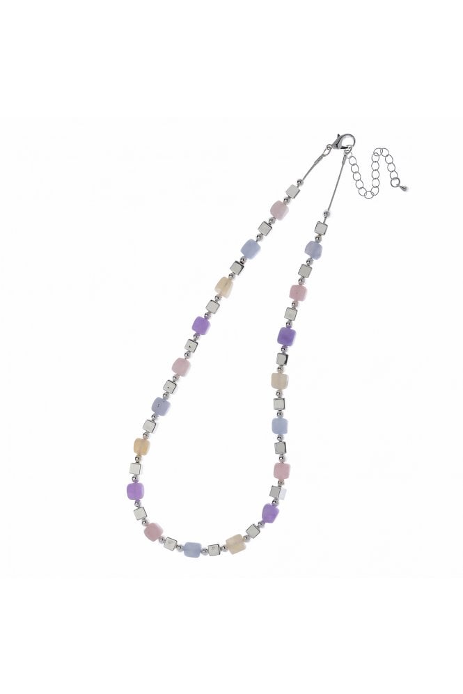 Majique London Vibrant Spectrum Quartz And Square CCB Bead Statement Necklace