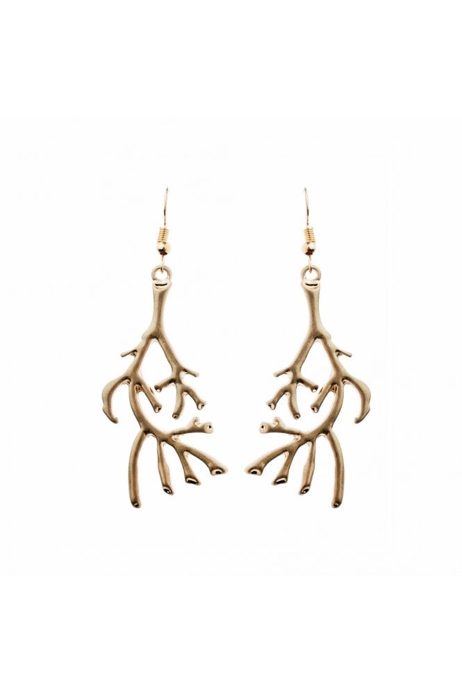 Majique London Vintage Gold Branch Drop Earring
